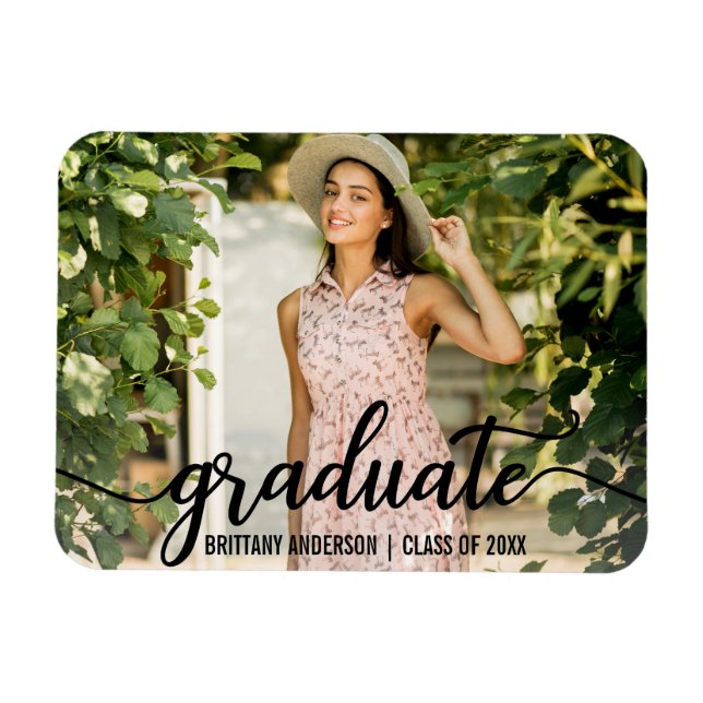 Imán Foto de Invitación de graduación de guión moderno (Horizontal)