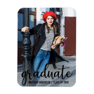 Imán Foto de Invitación de graduación de guión moderno