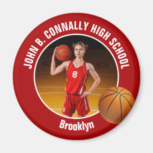 Imán Foto de jugador de baloncesto de instituto rojo