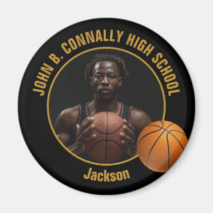 Imán Foto de jugador de baloncesto de oro negro