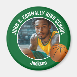 Imán Foto de jugador de baloncesto verde en la escuela