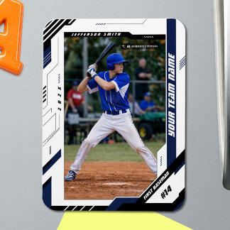 Imán Foto de jugador de béisbol azul dinámica personali