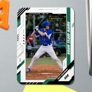 Imán Foto de jugador de béisbol verde dinámica personal