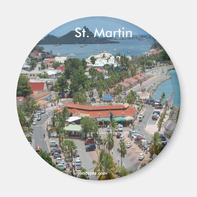 Imán Foto de la bahía de St. Martin y Marigot (Frente)