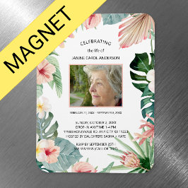 Imán Foto de la celebración de la vida rosa floral trop