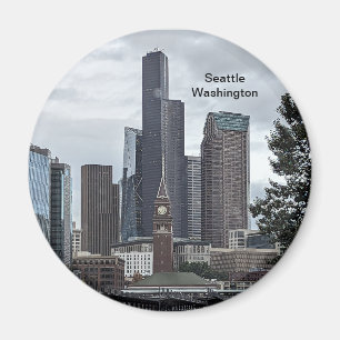 Imán Foto de la ciudad de Seattle Washington.