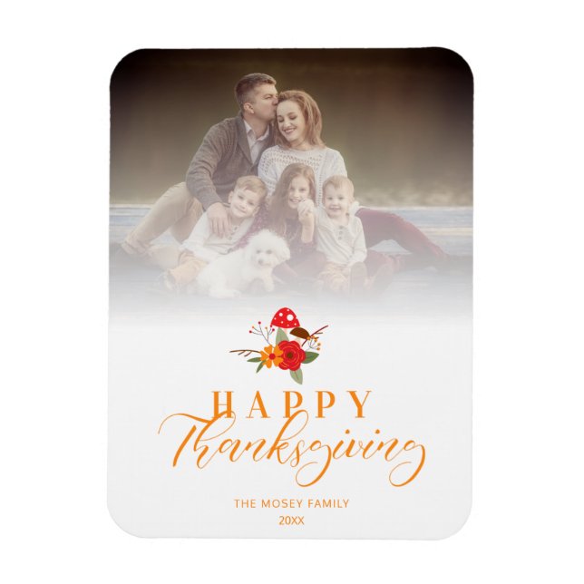 Imán Foto de la familia de Acción de Gracias de Transpa (Vertical)