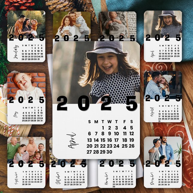 Imán Foto de la familia de calendarios de Abril de Año  (April New Year 2025 Calendar Family Photo Magnet)