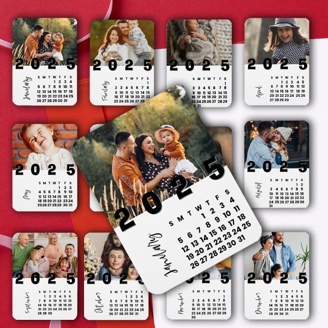 Imán Foto de la familia del calendario de Año Nuevo 202 (New Year 2025 January Calendar Family Photo Magnet)