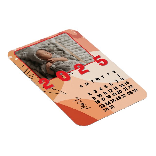 Imán Foto de la familia del calendario del mes de marzo (Lado Derecho)