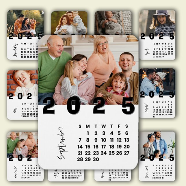 Imán Foto de la familia New Year 2025 Calendar Septembe (New Year 2025 Calendar September Family Photo Magnet)