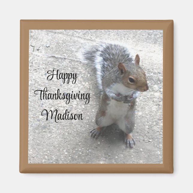 Imán Foto de la pequeña ardilla con barba de cola bland (Frente)