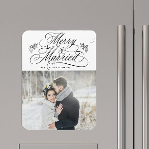 Imán Foto de la primera Navidad de recién casados felic