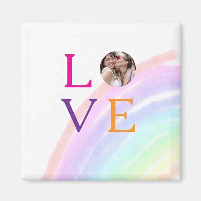IMÁN FOTO DE LETRA DE ARCO IRIS DE AMOR REGALOS ORGULLO (Frente)