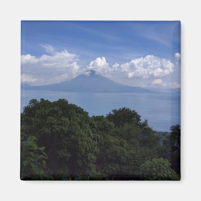 Imán Foto de los volcanes del lago Atitlan (Frente)