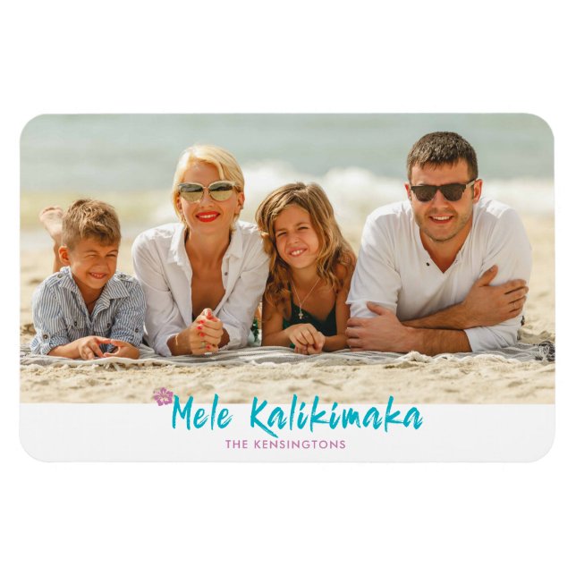 Imán Foto de Mele Kalikimaka Navidades tropicales hawai (Horizontal)
