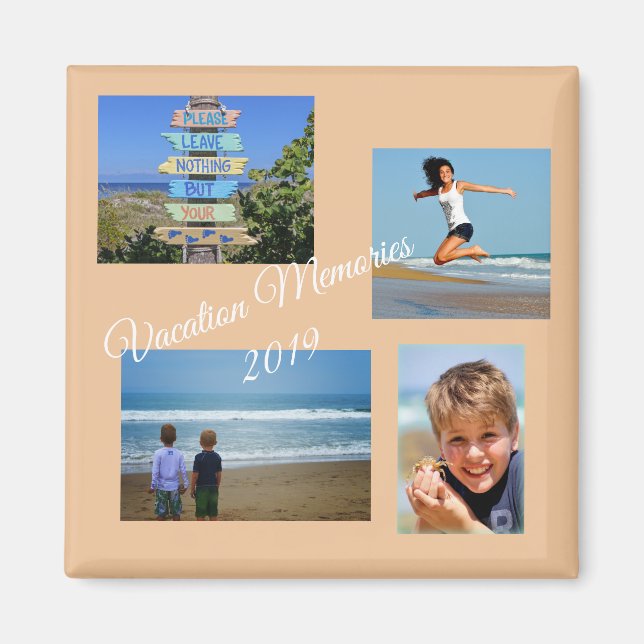 Imán Foto de memoria de vacaciones familiares (Frente)