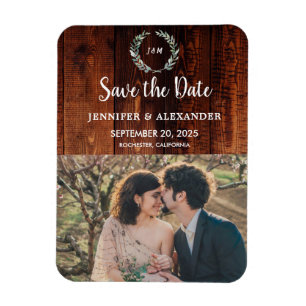 Imán Foto de monograma de granero rústico Save the Date