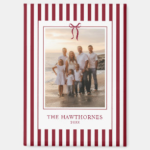 Imán Foto de Navidad de la familia con elegante raya ro