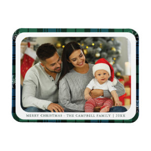 Imán Foto de Navidad de la familia Plaid en tartán Camp