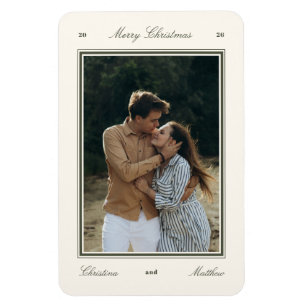 Imán Foto de Navidad elegante y editorial para recién c