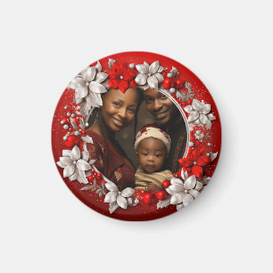 Imán Foto de Navidad Roja Personalizada