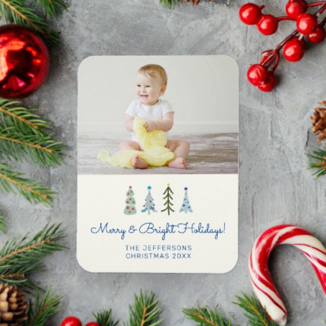 Imán Foto de Navidades Minimalistas escandinavos (Cute Scandinavian Christmas photo magnet, personalize it with your image)