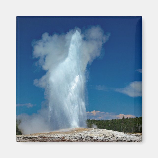 Imán Foto de paisaje de Yellowstone Old Faithful (Frente)