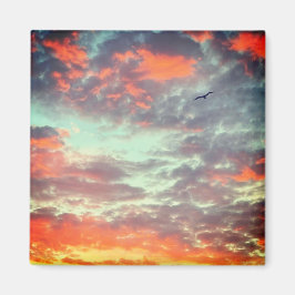Imán Foto de pájaro volando en nubes