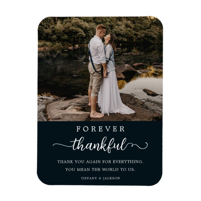Imán Foto De Pareja boda Por Siempre Guión De Gracias (Vertical)