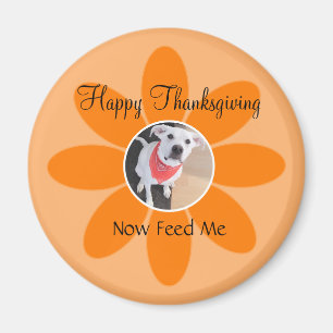 Imán Foto de perro con cachorros en Naranja Flower Funn