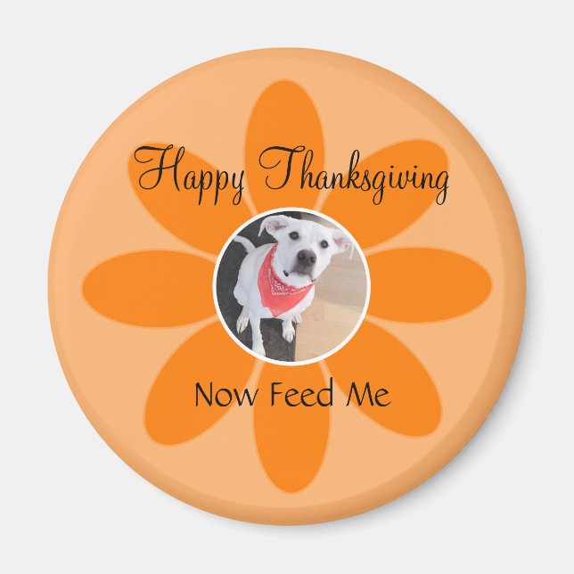 Imán Foto de perro con cachorros en Naranja Flower Funn (Frente)