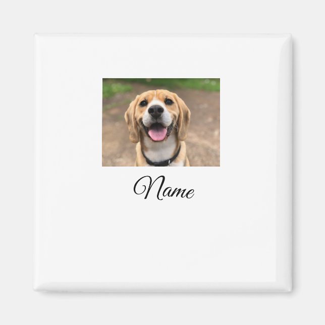 Imán Foto de perro gato añadir nombre mascota personali (Frente)