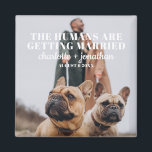 Imán Foto de perro gracioso salva al Boda de citas<br><div class="desc">Fotografía divertida Perro Salven el imán del Boda de fechas</div>