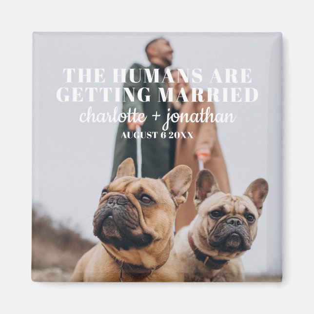 Imán Foto de perro gracioso salva al Boda de citas (Frente)