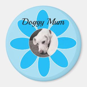 Imán Foto de Perro picado en marco de Mamá azul
