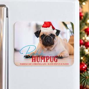 Imán Foto de perro pug divertida Bah Humpug Navidad