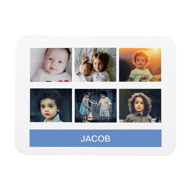 Imán Foto de Personalizado azul Pastel - Personalizada (Horizontal)