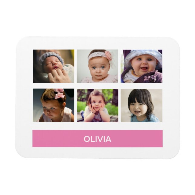Imán Foto de Personalizado rosa pastel - Personalizada (Horizontal)