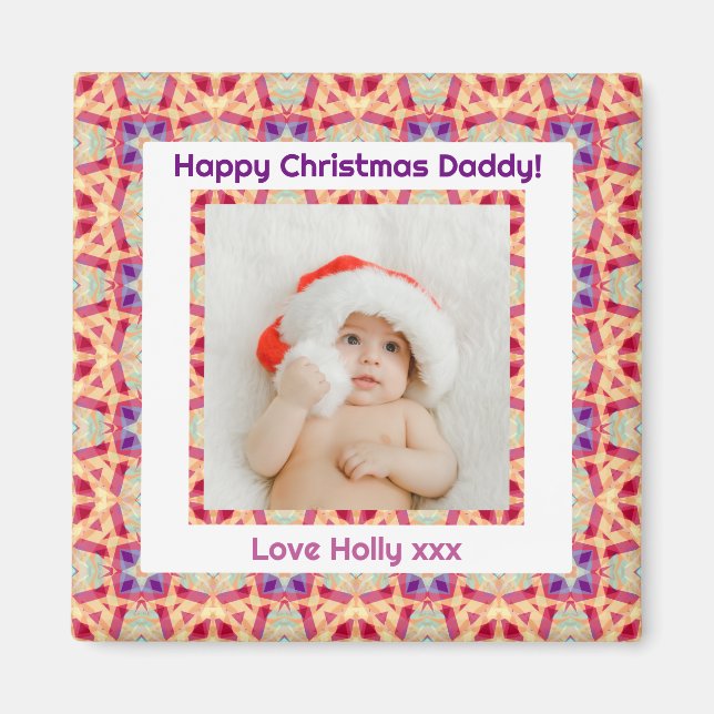 Imán Foto de personalizados Navidades felices Jolly Dad (Frente)