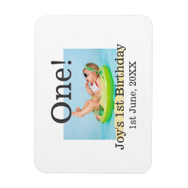 Imán Foto de primer cumpleaños fecha de adición moderna
