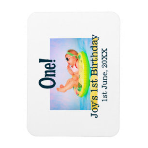Imán Foto de primer cumpleaños fecha de adición moderna