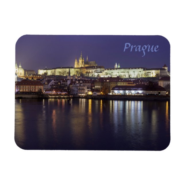 Imán Foto de recuerdo del río Praga y del castillo (Horizontal)