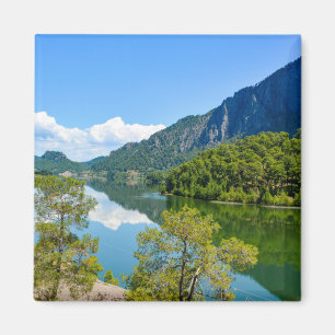 Imán Foto de reflexión de la montaña del lago Escenario