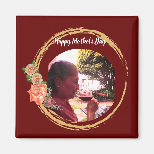 Imán Foto de Terracota y Personalizado del Día de la Ma (Frente)