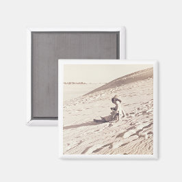 Imán Foto de vacaciones familiares Sepia Niños Keepsake