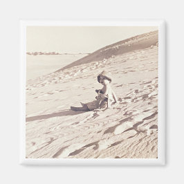 Imán Foto de vacaciones familiares Sepia Niños Keepsake