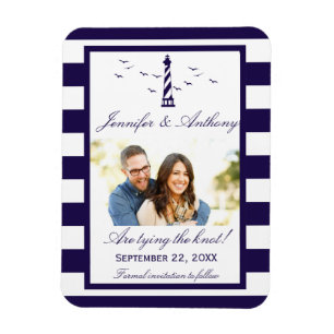 Imán Foto del Boda del faro náutico Save the Date