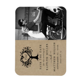 Imán Foto Del Boda Rustic Heart Tree Guardar La Fecha