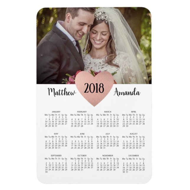 Imán Foto del calendario de la boda de 2019 de los reci (Vertical)